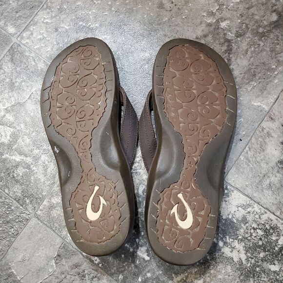 Olukai Ohana Brown Flip Flop Thong Sandals - Picture 6 of 9